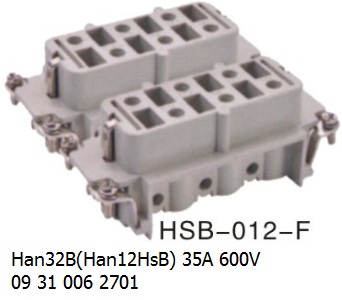 HSB-012-F H32B Han 32B(Han12HsB) 35A 600V 09 31 006 2701 with 600V 09 31 006 2711 4-6sq.mm. 6pin-female-Heavy-duty-connector.jpg